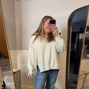 Women's Free People Camden 1/4 Snap Pullover Grey Opal Size Medium